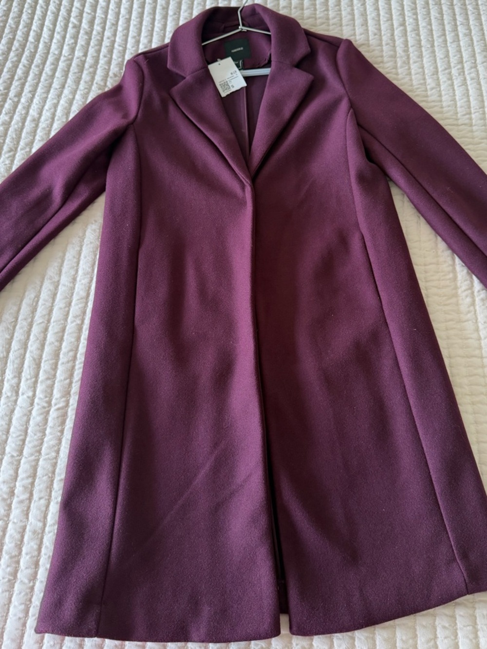 Womens Plum Longline Single-Button Coat